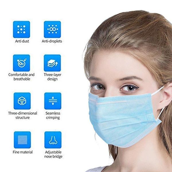 in stock 50 pcs disposable face masks dhl thick 3-layer masks with earloops for salon, home use comfortable dust-proof mask
in stock 50 pcs disposable face masks dhl thick 3-layer masks with earloops for salon, home use comfortable dust-proof mask