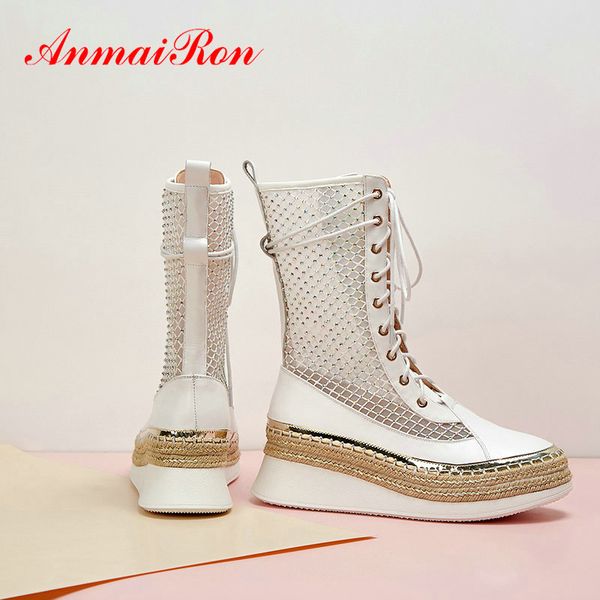 anmairon 2020 genuine leather mesh (air mesh) lace-up basic mid-calf boots round toe round toe patchwork shoes woman size 34-39, Black
anmairon 2020 genuine leather mesh (air mesh) lace-up basic mid-calf boots round toe round toe patchwork shoes woman size 34-39, Black