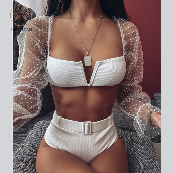 peachtan white bikini set 2020 high waist swimsuit female see through swimwear women belt bathing suit extreme bikini new, White;black
peachtan white bikini set 2020 high waist swimsuit female see through swimwear women belt bathing suit extreme bikini new, White;black