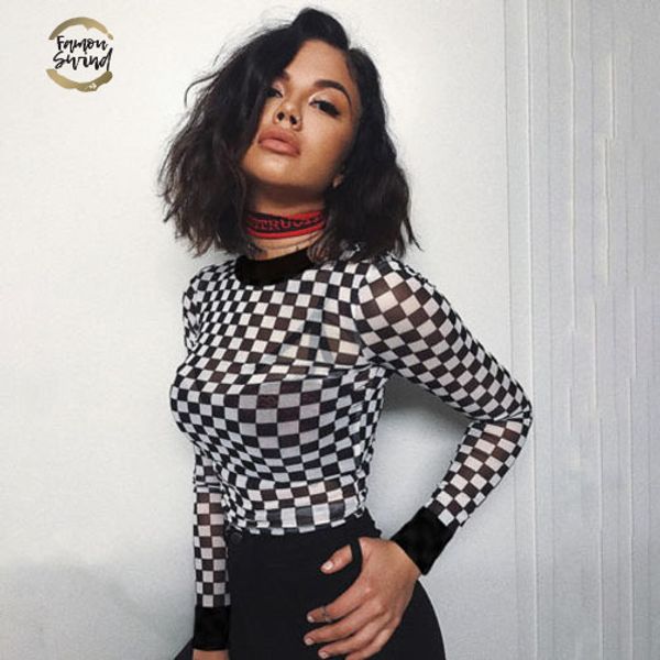 black white plaid checkerboard t-shirts for women hollow out slim female t-shirt long sleeve tee shirts
black white plaid checkerboard t-shirts for women hollow out slim female t-shirt long sleeve tee shirts