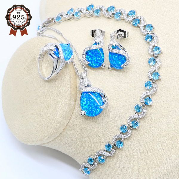 blue opal 925 silver jewelry set for women light blue zircon bracelet stud earring necklace pendant ring gift box, Slivery;golden
blue opal 925 silver jewelry set for women light blue zircon bracelet stud earring necklace pendant ring gift box, Slivery;golden