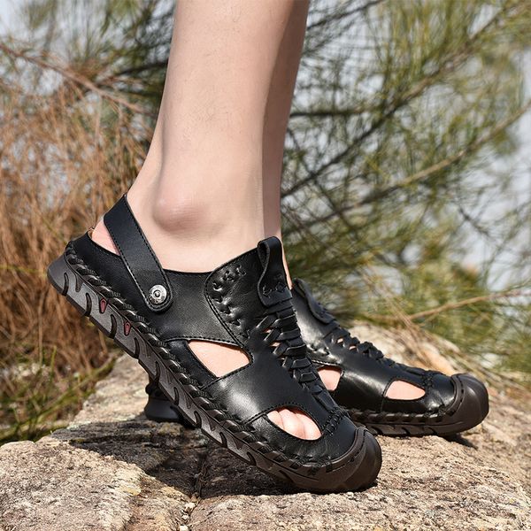 summer leather male sandals fashion flat casual men shoes soft walking beach sandals male outdoor leather casual shoes men, Black
summer leather male sandals fashion flat casual men shoes soft walking beach sandals male outdoor leather casual shoes men, Black