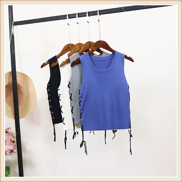 lace up knitted crop korean style 2018 summer new sweaters womens o-neck knitted vest girl camis tank top, Black;white
lace up knitted crop korean style 2018 summer new sweaters womens o-neck knitted vest girl camis tank top, Black;white