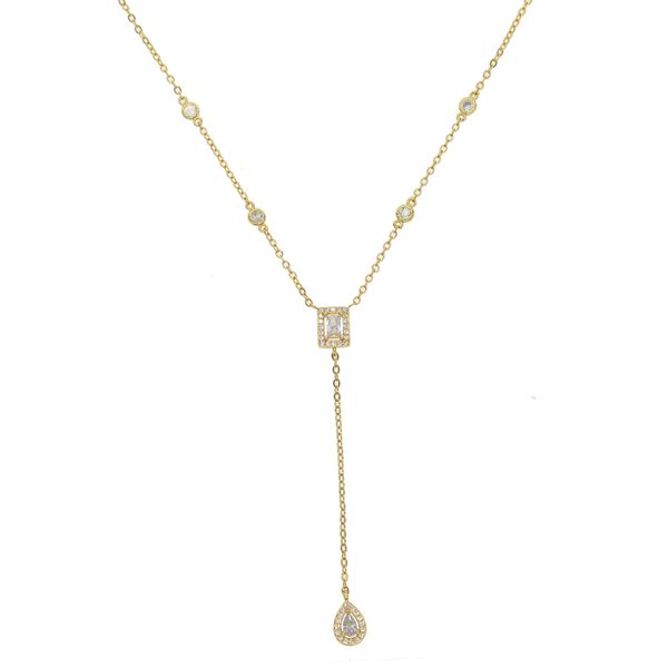 2018 wedding engagement long necklace for women y lariat design square water drop charm cz station fashion collar chain jewelry, Silver
2018 wedding engagement long necklace for women y lariat design square water drop charm cz station fashion collar chain jewelry, Silver