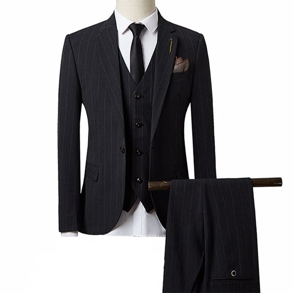 groom wedding suit three-piece fashion british style men's stripe one button jacket pants vest high-end large slim suit, White;black
groom wedding suit three-piece fashion british style men's stripe one button jacket pants vest high-end large slim suit, White;black