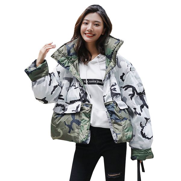 

women parkas winter coats hooded thick cotton warm female jacket fashion camouflage mid long wadded coat outerwear plus size, Black