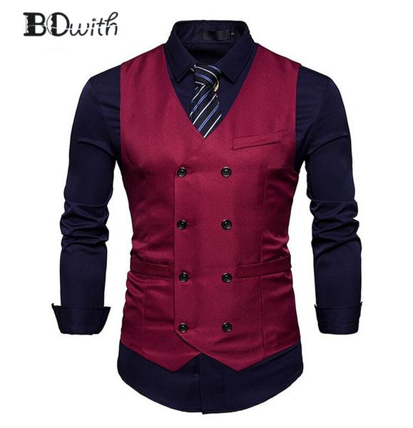 new arrival red men's sleeveless slim fit suit vest double breasted eight buttons business dating wedding dress waistcoat, Black;white
new arrival red men's sleeveless slim fit suit vest double breasted eight buttons business dating wedding dress waistcoat, Black;white
