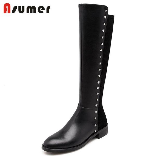 asumer 2020 fashion quality pu+genuine leather boots square med heels knee high boots women zipper round toe autumn, Black
asumer 2020 fashion quality pu+genuine leather boots square med heels knee high boots women zipper round toe autumn, Black