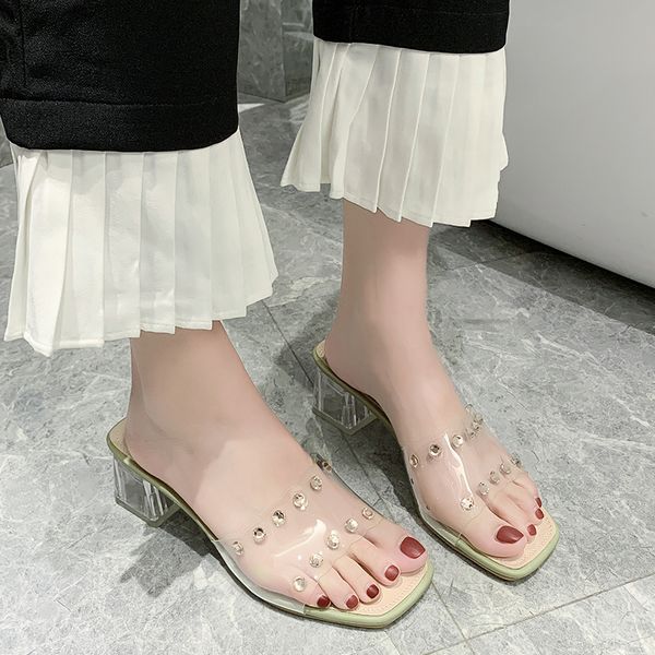 rhinestones pvc transparent heel slippers women clear heel sandals summer outdoor fashion open toe high slippers women, Black
rhinestones pvc transparent heel slippers women clear heel sandals summer outdoor fashion open toe high slippers women, Black