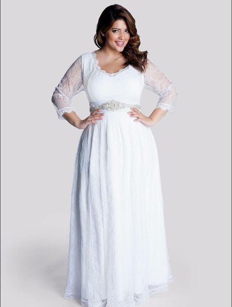 beads crystal sash transparent lace plus size v neck pregnant women three quarter sleeves modest wedding dresses baby shower bridal gowns, White
beads crystal sash transparent lace plus size v neck pregnant women three quarter sleeves modest wedding dresses baby shower bridal gowns, White