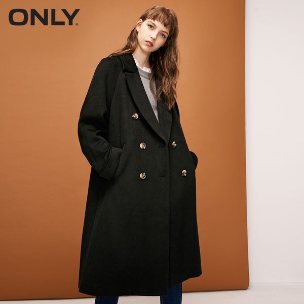 only womens' winter new wool double-breasted long woolen coat back windshield design rolling cuff|11846u505, Black
only womens' winter new wool double-breasted long woolen coat back windshield design rolling cuff|11846u505, Black