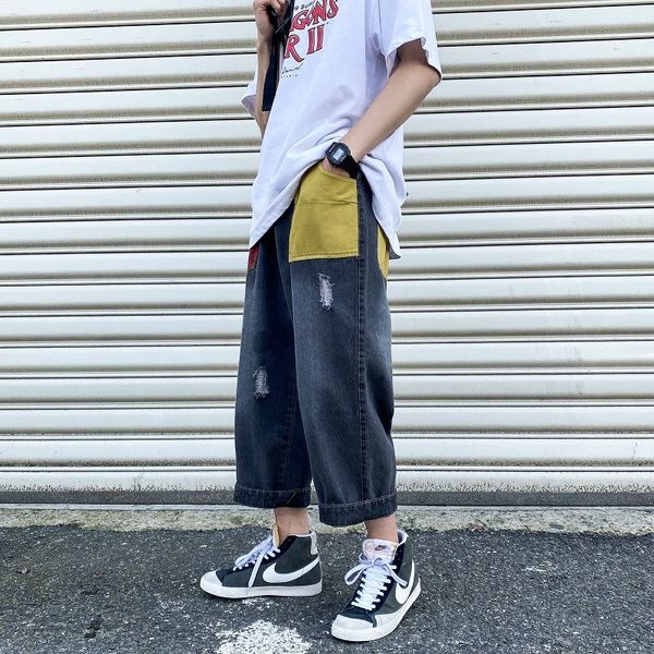 oversized hole hip hop jeans men streetwear men's tide brand straight loose fat cropped big feet mouth color wide leg casual, Blue
oversized hole hip hop jeans men streetwear men's tide brand straight loose fat cropped big feet mouth color wide leg casual, Blue