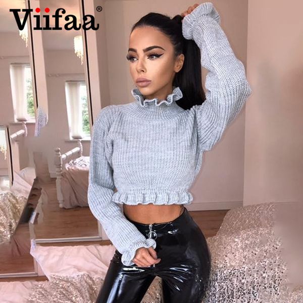 viifaa ruffle stand collar peplum knitted crop sweater jumper autumn winter women drop shoulder long sleeve pullover, White;black
viifaa ruffle stand collar peplum knitted crop sweater jumper autumn winter women drop shoulder long sleeve pullover, White;black