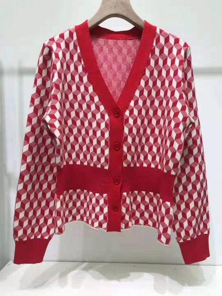 2019 new european and american fashion women's wear red plaid sweet style cardigan sweater size s-l, White;black
2019 new european and american fashion women's wear red plaid sweet style cardigan sweater size s-l, White;black