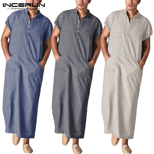 incerun men islamic kaftan arabic muslim clothes stand collar short sleeve pockets robes middle east solid men jubba thobe, Red
incerun men islamic kaftan arabic muslim clothes stand collar short sleeve pockets robes middle east solid men jubba thobe, Red