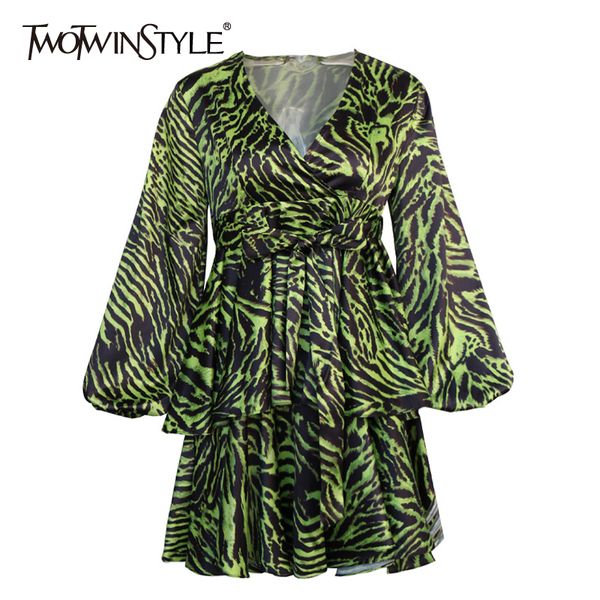 twotwinstyle print ruched women's dress v neck lantern long sleeve high waist lace up hit color dress female fashion clothes new, Black;gray
twotwinstyle print ruched women's dress v neck lantern long sleeve high waist lace up hit color dress female fashion clothes new, Black;gray