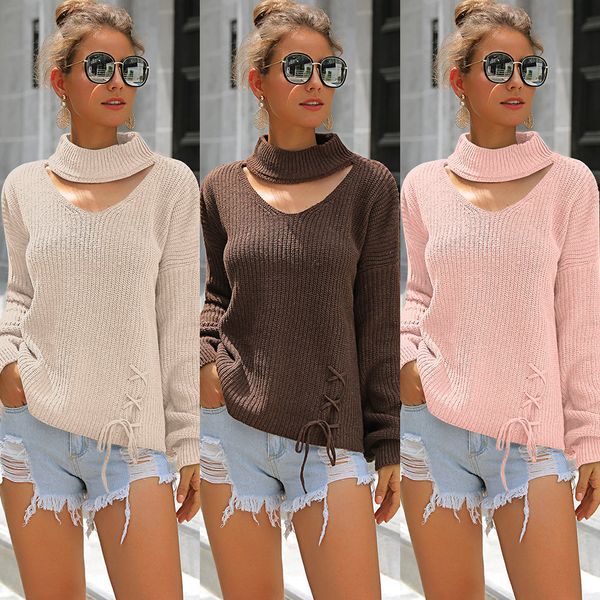 solid color neckline hollowed out half-neck sweater lazy tie bow lantern sleeve sweater women's knits tees casual sweaters, White
solid color neckline hollowed out half-neck sweater lazy tie bow lantern sleeve sweater women's knits tees casual sweaters, White