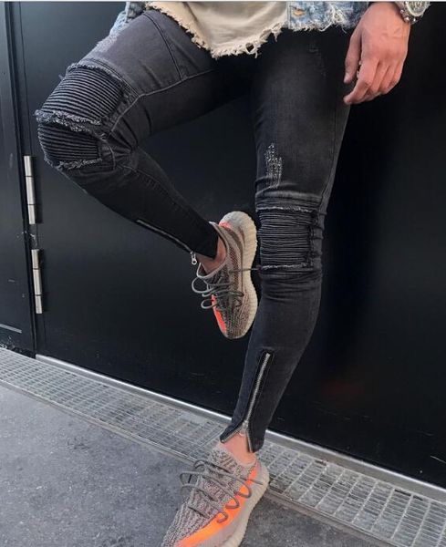 men biker jeans fashion ripped patchwork design draped white jeans high street hip hop pants, Blue
men biker jeans fashion ripped patchwork design draped white jeans high street hip hop pants, Blue