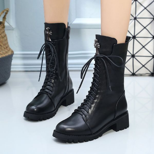 boots woman england wind winter increase down school wind flat bottom circle head short boots student all-match crude, Black 
boots woman england wind winter increase down school wind flat bottom circle head short boots student all-match crude, Black