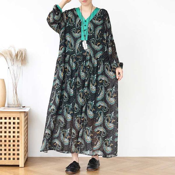 johnature retro print v-neck dress spring 2020 new chiffon loose comfortable women loose long sleeve dresses, Black;gray
johnature retro print v-neck dress spring 2020 new chiffon loose comfortable women loose long sleeve dresses, Black;gray
