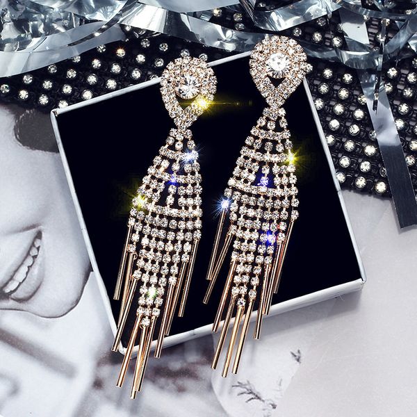 fyuan luxury women long tassel water drop crystal earring exquisite gold silver color rhinestone earrings wedding bride jewelry, Golden
fyuan luxury women long tassel water drop crystal earring exquisite gold silver color rhinestone earrings wedding bride jewelry, Golden