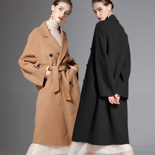 long woolen blends cashmere coats for women 2019 autumn winter ladies jackets plus size overcoat double sided thickened warm, Black
long woolen blends cashmere coats for women 2019 autumn winter ladies jackets plus size overcoat double sided thickened warm, Black