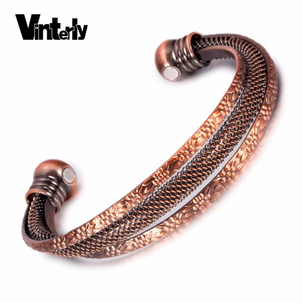 vinterly twisted copper bracelet vintage flowers energy magnetic bracelet adjustable open cuff bracelets bangles gifts for women, Black
vinterly twisted copper bracelet vintage flowers energy magnetic bracelet adjustable open cuff bracelets bangles gifts for women, Black