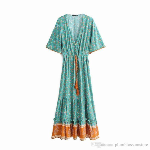 women vintage floral print maxi dress waist tie ruffle hem boho dresses beach bohemian long dresses v-neck short sleeve summer dress new, Black;gray 
women vintage floral print maxi dress waist tie ruffle hem boho dresses beach bohemian long dresses v-neck short sleeve summer dress new, Black;gray