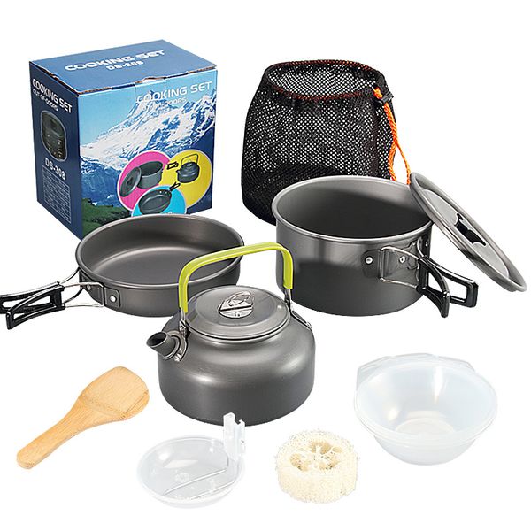 outdoor hiking camping cookware set aluminum cooking set water kettle pan pot travelling hiking picnic bbq tableware equipment
outdoor hiking camping cookware set aluminum cooking set water kettle pan pot travelling hiking picnic bbq tableware equipment