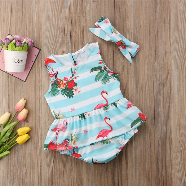 newborn baby girl clothes flamingo flower print round neck ruffle sleeveless striped bodysuit bow headband 2pc cotton kid outfit, White
newborn baby girl clothes flamingo flower print round neck ruffle sleeveless striped bodysuit bow headband 2pc cotton kid outfit, White