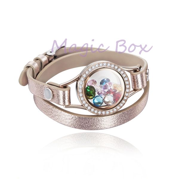 25mm tiwst open waterproof stainless steel floating locket bracelet with double rose leather wrap for women no charms, Golden;silver
25mm tiwst open waterproof stainless steel floating locket bracelet with double rose leather wrap for women no charms, Golden;silver