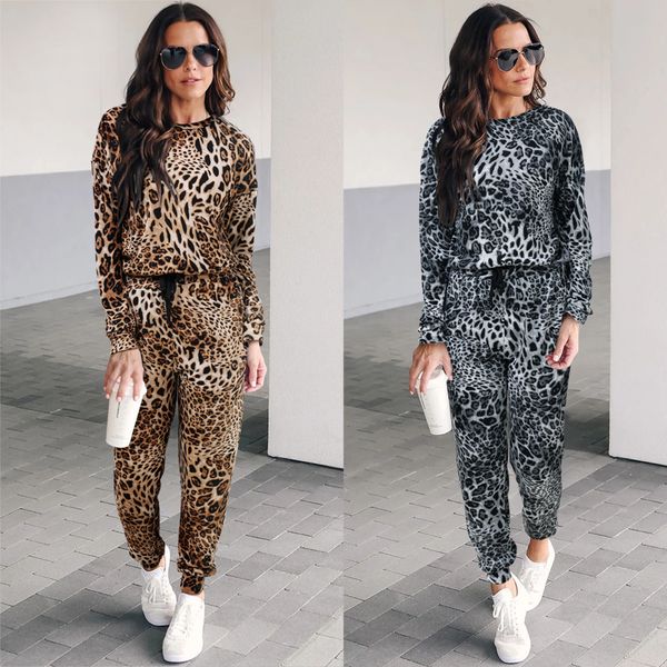 leopard print sports set round neck long sleeve + drawstring strap small feet pants two piece set women's two piece pants casual pants, White
leopard print sports set round neck long sleeve + drawstring strap small feet pants two piece set women's two piece pants casual pants, White