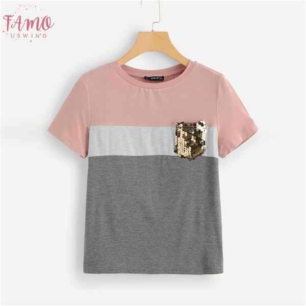 multicolor color block cut and sew sequin pocket t shirt women short sleeve casual tee summer workwear t shirts, White
multicolor color block cut and sew sequin pocket t shirt women short sleeve casual tee summer workwear t shirts, White