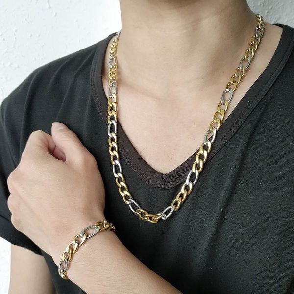 men metal bracelet & necklace set 9mm pieces gold/silver plated made of stainless steel new style man fashion jewelry bracelet 80g
men metal bracelet & necklace set 9mm pieces gold/silver plated made of stainless steel new style man fashion jewelry bracelet 80g