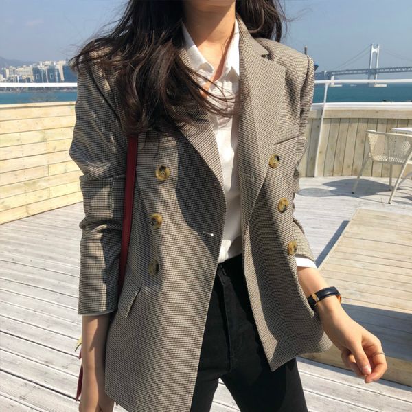 women's suits & blazers feminine fashion jacket 2021 spring and autumn season slim double-breasted plaid ladies blazer casual coat smal, White;black
women's suits & blazers feminine fashion jacket 2021 spring and autumn season slim double-breasted plaid ladies blazer casual coat smal, White;black
