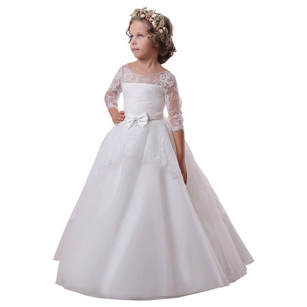 white flower girls dresses lace appliqué half sleeve o-neck for girl first holy communion birthday party dresses, Red;yellow
white flower girls dresses lace appliqué half sleeve o-neck for girl first holy communion birthday party dresses, Red;yellow