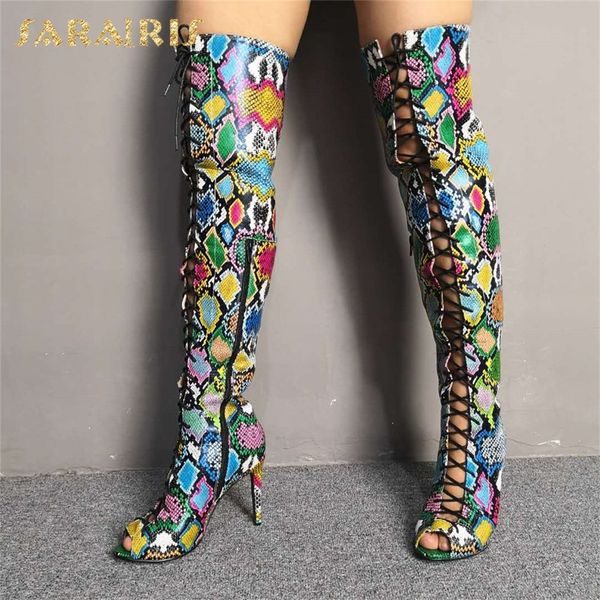 sarairis luxury big size 35-47 colorful snake print women shoes woman thin high heels summer boots over the knee boots, Black
sarairis luxury big size 35-47 colorful snake print women shoes woman thin high heels summer boots over the knee boots, Black