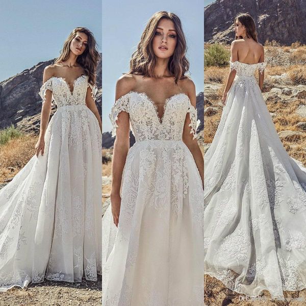 2019 beach wedding dresses off shoulder lace country sweep train garden bridal gowns plus size bohemian vestido de novia, White
2019 beach wedding dresses off shoulder lace country sweep train garden bridal gowns plus size bohemian vestido de novia, White