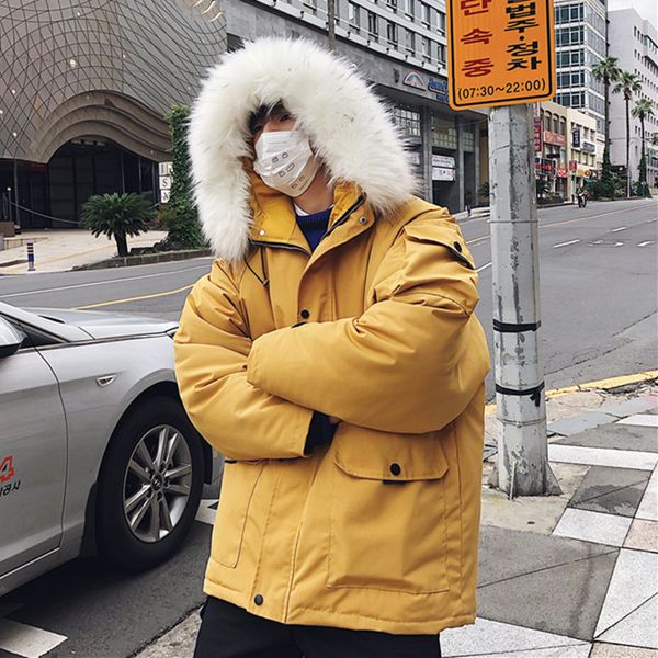 winter coat men warm fashion solid color casual thick parka men fur collar hooded coat street wild loose cotton jacket male, Black
winter coat men warm fashion solid color casual thick parka men fur collar hooded coat street wild loose cotton jacket male, Black