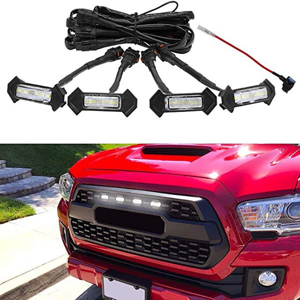 led white lights 4 pcs with fuse for 2016-2018 aftermarket tacoma trd pro grille (white shell
led white lights 4 pcs with fuse for 2016-2018 aftermarket tacoma trd pro grille (white shell