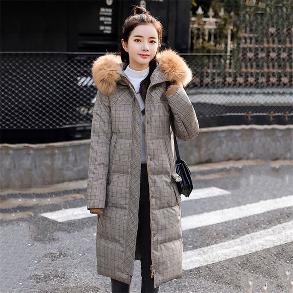 women tartan cotton jackets 2019 new winter thickening fur collar hooded down cotton overcoat large size mid long parkast189, Tan;black
women tartan cotton jackets 2019 new winter thickening fur collar hooded down cotton overcoat large size mid long parkast189, Tan;black
