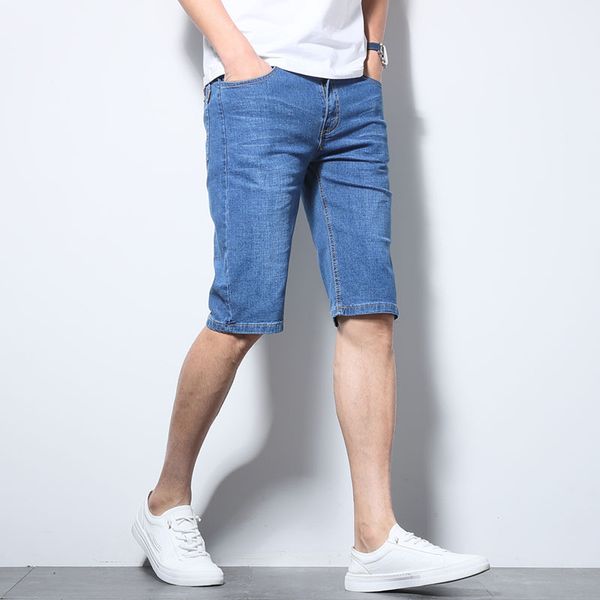 summer stretch pants men's short jeans five pants men straight knee length loose casual slim thin section denim shorts, Blue
summer stretch pants men's short jeans five pants men straight knee length loose casual slim thin section denim shorts, Blue