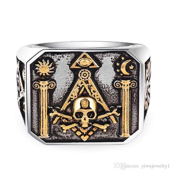 retro masonic two-tone stainless steel two-tone skull ring bike men's punk masonic jewelry size 7- 14, Silver
retro masonic two-tone stainless steel two-tone skull ring bike men's punk masonic jewelry size 7- 14, Silver