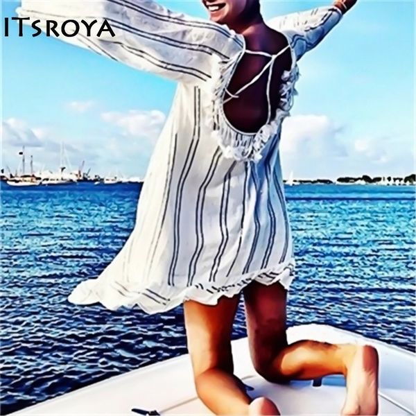 cotton beach cover up 2019 summer swimwear tassel cover ups striped beach tunic swimsuit up backless bikini, Blue;gray
cotton beach cover up 2019 summer swimwear tassel cover ups striped beach tunic swimsuit up backless bikini, Blue;gray