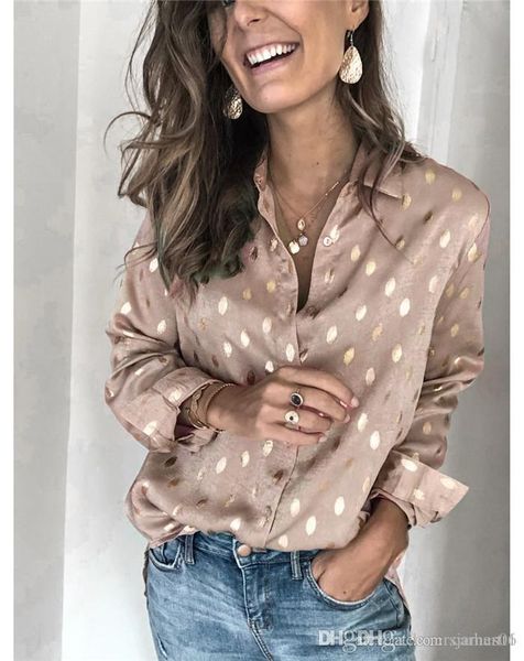 womens spring designer dot print shirt stand lapel neck long sleeve fashion loose casual famale clothes, White
womens spring designer dot print shirt stand lapel neck long sleeve fashion loose casual famale clothes, White