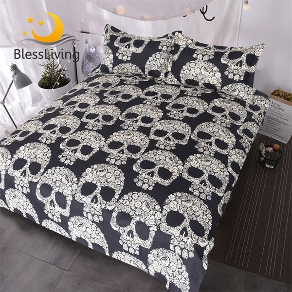 blessliving sugar skull bedding set skull flowers roses duvet cover black white paradise bed sets 3 piece gothic home textiles
blessliving sugar skull bedding set skull flowers roses duvet cover black white paradise bed sets 3 piece gothic home textiles