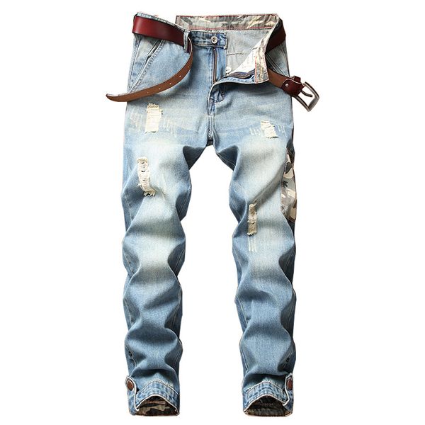 kimsere men's hi street destroyed jeans with patchwork fashion streetwear ripped denim trousers pants for male plus size 28-42, Blue 
kimsere men's hi street destroyed jeans with patchwork fashion streetwear ripped denim trousers pants for male plus size 28-42, Blue