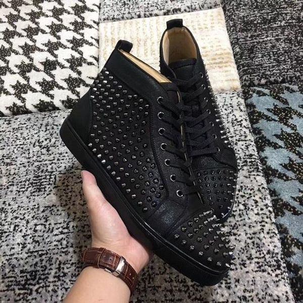 luxury spikes men's flat high red bottom casual shoes,women's fashion stud sneakers,outdoor footwear -- comfort leisure flat shoes, Black
luxury spikes men's flat high red bottom casual shoes,women's fashion stud sneakers,outdoor footwear -- comfort leisure flat shoes, Black