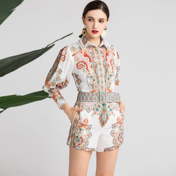 316 2020 spring summer two pieces sets lapel neck 3/4 sleeve above knee flora print womens clothes yimi, White
316 2020 spring summer two pieces sets lapel neck 3/4 sleeve above knee flora print womens clothes yimi, White