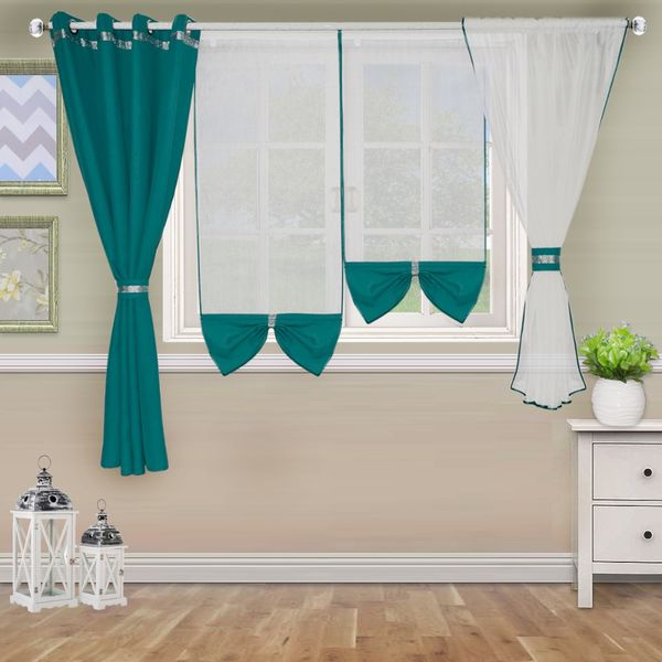 modern double-deck curtain for bed room window and balcony window with 4 pieces white tulle fabric and color heavy fabric
modern double-deck curtain for bed room window and balcony window with 4 pieces white tulle fabric and color heavy fabric